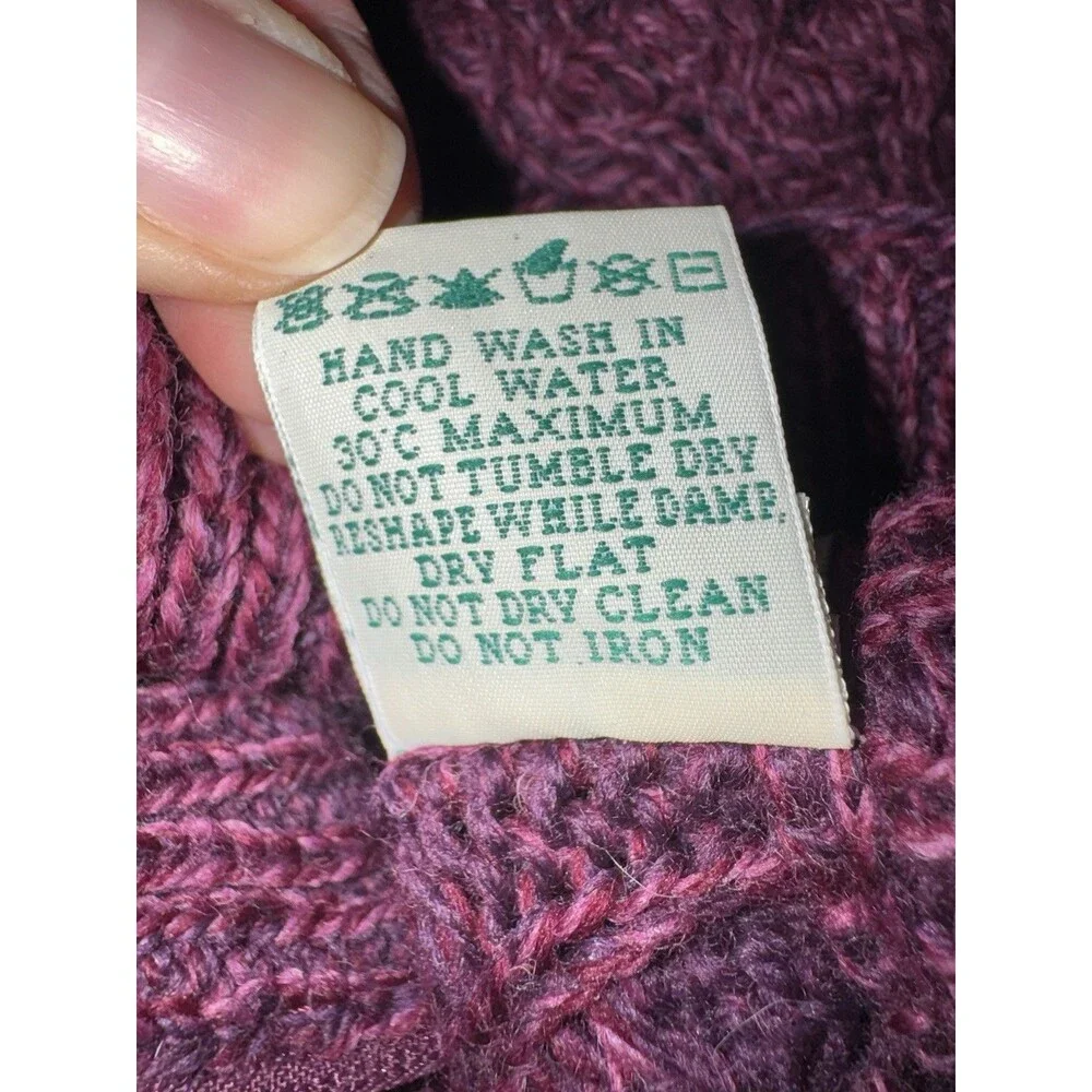 Aran Crafts Ireland Women XXL Merino Wool Zip Cardigan Sweater Fisherman Cable - Picture 7 of 10